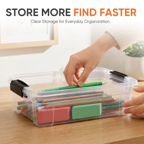 Superio 1.27 Quart Clear Plastic Storage Containers with Lids, Stackable Organizer Bins, BPA-Free Storage Boxes for Home, Office, Dorm & Classroom, 1 Pack - size: 1.27 Quarts