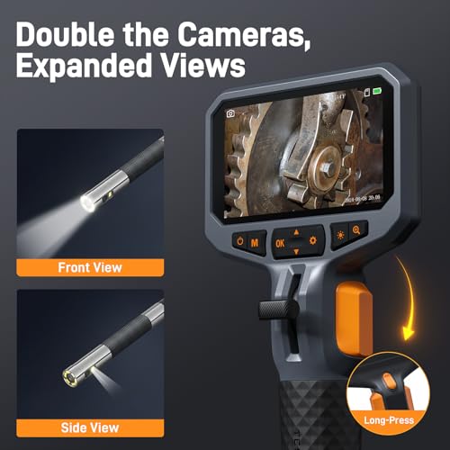 Teslong Articulating Borescope with Dual Lens Endoscope and 8+1 LED Lights