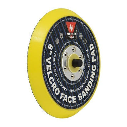 NEIKO 30263A - 6 inch Sanding Discs Hook and Loop, 5/16” Arbor with 24 Thread Mounts, 10,000 RPM, Sanding Pads for Orbital Sander and DA Sander, Hook n Loop Backing Pad - size: 6", style: Hook & Loop
