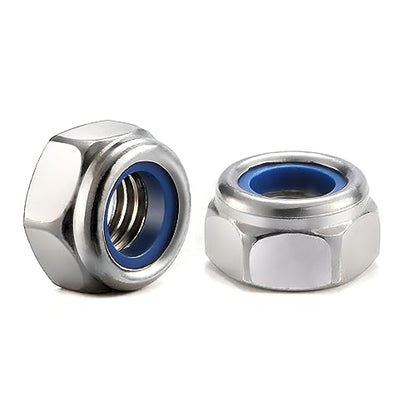 M5 x 0.8mm Nylon Insert Hex Lock Nuts 100Pcs 304 Stainless Steel Locknuts, Hex Drive, Bright Finish, by SG TZH - color: Silver, size: M5