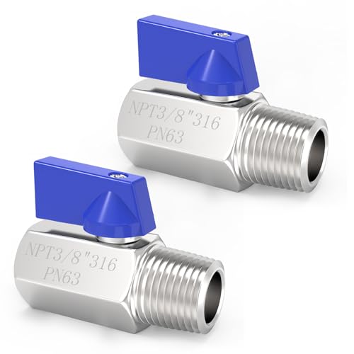 ChillWaves 316 Stainless Steel Mini Ball Valve, Shut Off Switch Ball Valve 3/8" NPT Male x 3/8" NPT Female Thread Pipe Fitting(2-PACK) - size: 3/8" NPT