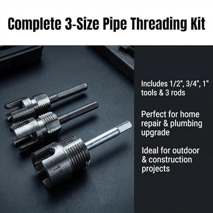 3Pcs PVC Pipe Threader Tool - 1/2" & 3/4" & 1" Dual-Function Internal External Pipe Threading Tool for Water Pipe (1/2" & 3/4") - size: 1/2" & 3/4"