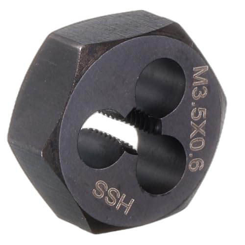 HARFINGTON Hex Threading Die M3.5 x 0.6 Metric Thread Right Hand High Speed Steel Rethreading Fixed Die Screw Cutting Tapping Repair Tool - size: M3.5 x 0.6