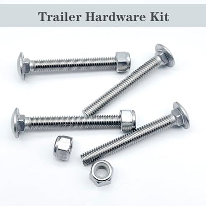 4 Sets Stainless Steel Trailer Hardware Kit,5/16-18 x 2-1/2" Carriage Bolts Screws Round Head Square Neck and Hex Nuts & Flat Washers,for Trailer Latch and Door Handle Applications