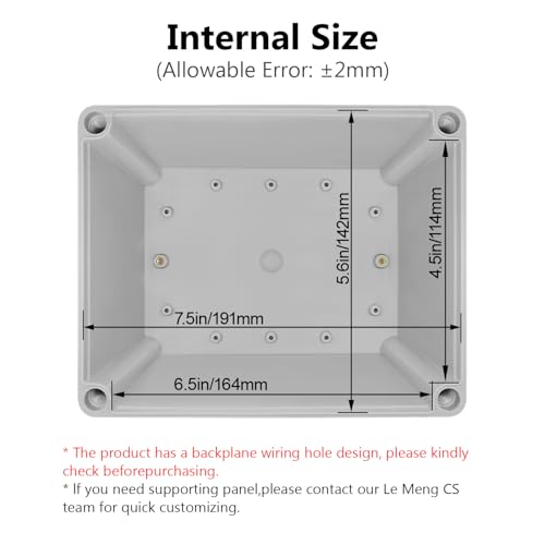 LeMotech IP67 Waterproof Junction Box ABS Plastic Project Box Dustproof Electrical Box Outdoor Enclosure for Electronics DIY Case Gray 7.9X 5.9X 3.9 inch (200x 150x 100 mm) - size: 7.9" x 5.9" x 3.9" (1pc)