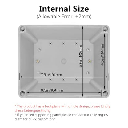 LeMotech IP67 Waterproof Junction Box ABS Plastic Project Box Dustproof Electrical Box Outdoor Enclosure for Electronics DIY Case Gray 7.9X 5.9X 3.9 inch (200x 150x 100 mm) - size: 7.9" x 5.9" x 3.9" (1pc)