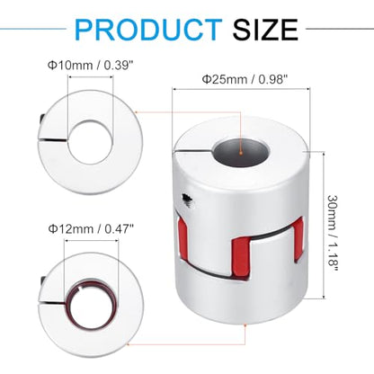 MECCANIXITY Aluminum Shaft Coupling Shaft Coupler 10mm to 12mm Flexible Spider Coupling L30mm x D25mm Coupler Jaw Spider Shaft Joint Connector for 3D Printers DIY CNC Router Milling Machine - size: 10mm to 12mm