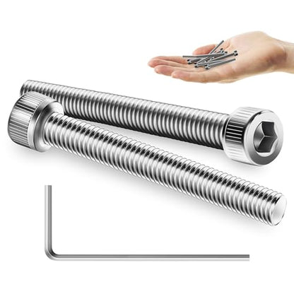 Mywish (100Sets) M3 Screw Kit, M3 x 30mm Socket Head Cap Screws Bolts, 304 Stainless Steel Allen Socket Hex Drive Bolts, Bright Finish M3 Screws with Nuts and Washers & Hex Spanner - size: M3 x 30mm
