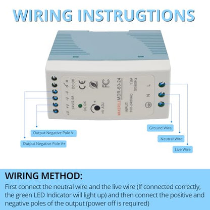MAKERELE MDR 24V AC to DC DIN Rail Power Supply 60W - style: 60W-24V