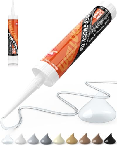 WELLUCK Clear Silicone Caulk, 100% Waterproof Silicone Sealant Adhesive Caulking,for RV, Kitchen,Bathroom, Window, Door, Glass,10.2FL.OZ/300ML (1Pack) - color: Clear, size: 1 Pack