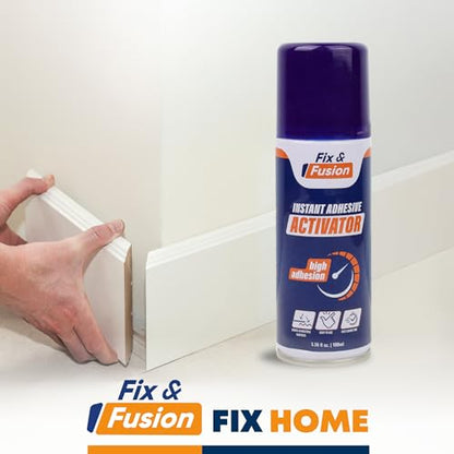 FIX & FUSION Activator Spray (3.38 Fl Oz), Instant Cure Accelerator for Cyanoacrylate (CA) Super Glue for Wood, Plastic, Rubber, Granite, and DIY & Professional, Accelerates Bonding Strength, (6 Pack) - size: 3.38 fl oz (100 ml)