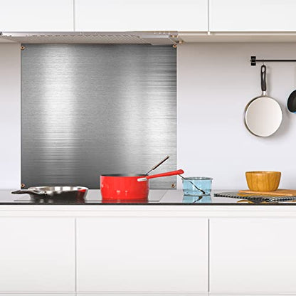 Reversible Stainless Steel Backsplash Behind Stove Metal BackSplash Panel Stainless Steel Cooking Backsplash Wall Panel for Kitchen Cooking Panel Pre Drilled Holes Matching Screws (32 x 30 Inch) - size: 31.9"L x 29.9"W