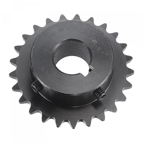 uxcell 25 Tooth Roller Sprocket B Type, #25 Chain, Single Strand 1/4" Pitch, 15mm Bore Black Oxide C45 Carbon Steel, Keyway with Set Screws for ISO 04C - size: 15mm
