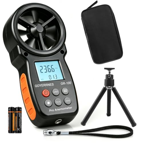 Handheld Anemometer with Tripod, Digital Wind Speed CFM Meter - size: Compact