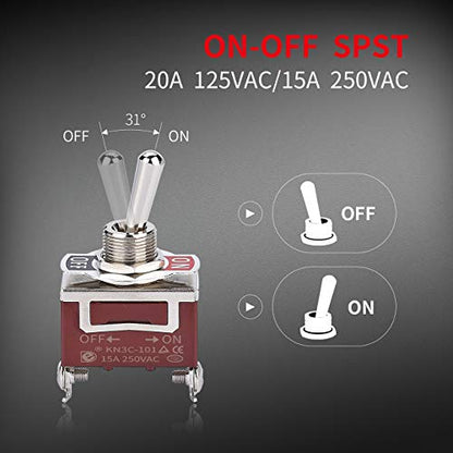DaierTek Waterproof Toggle Switch 12V DC 30A Heavy Duty 2 Pin ON Off SPST with Weatherproof Boot Cap Cover for Auto Car Marine Boat -2 Pack - size: Screw ON/OFF with Weatherproof Boot Cap