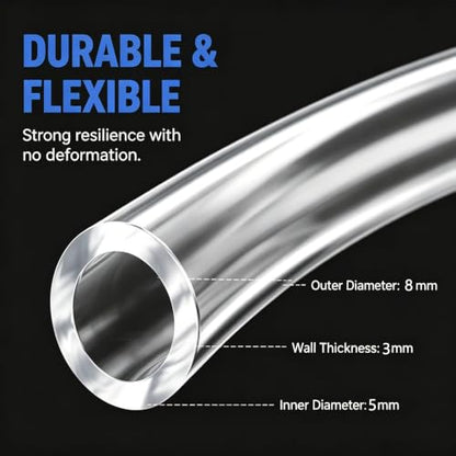 CG WEITENG PNEUMATIC PU Polyurethane Air Tubing, 8mm OD 5mm ID Air Hose Pipe, 16.4 Feet (5m) Flexible Pneumatic Hose for Air Line & Fluid Transfer - White - color: Transparent, size: 5meters-8mmx5mm
