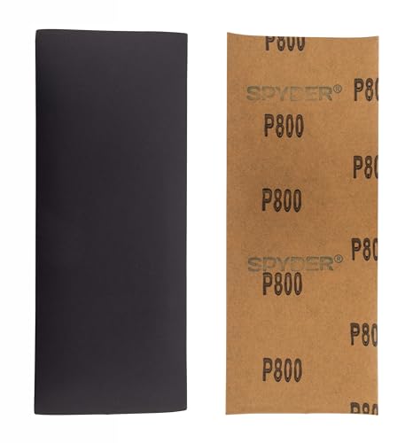 Spyder 10-Sheets Silicon Carbide 800 Grit Sandpaper, 9 x 3-2/3 Inch, Wet Dry Abrasive for Metal, Plastic, Automotive, Stone, and More (500024) - style: 800 Grit