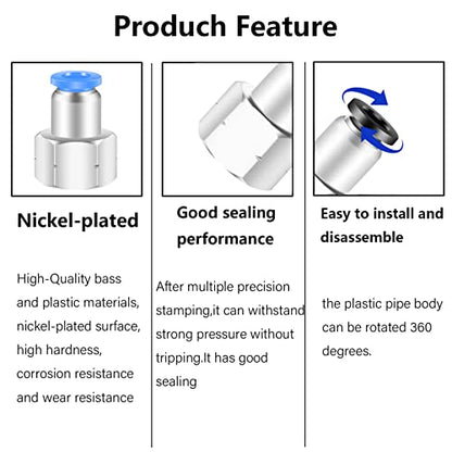 3/8 Female Npt Push to Connect Fittings,CEKER 4MM x 3/8" NPT Female Thread Air Fittings 4MM Quick Connect Air Lines Fittings Pneumatic Tubing Fitting Push in Connector 5Packs - size: 4MM X 3/8" FNPT