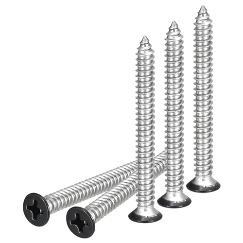 DTGN 50Pcs #14x2-1/2 Flat Head Wood Screws, 304 Stainless Steel Black Phillips Self Tapping Screws - Good for Woodworking, Furniture - Brick Red - color: Black, size: #14x2-1/2"