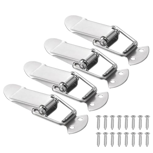 PATIKIL 4 Pcs Stainless Steel Spring Loaded Toggle Latch, 3" Tool Box Catch Hasp Clamp Lock with Mounting Screws for Cabinet Door Barn Wooden Case Chest - size: 3 Inch