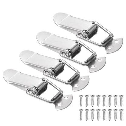 PATIKIL 4 Pcs Stainless Steel Spring Loaded Toggle Latch, 3" Tool Box Catch Hasp Clamp Lock with Mounting Screws for Cabinet Door Barn Wooden Case Chest - size: 3 Inch