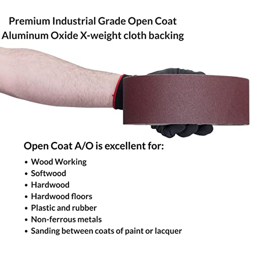 Red Label Abrasives 2 X 42 Inch 150 Grit Flexible Aluminum Oxide Multipurpose Sanding Belts for Woodworking, Leather, Rubber, Plastics, & Light Metal Working - Sand Paper Belt 6 Pack - size: 150 Grit