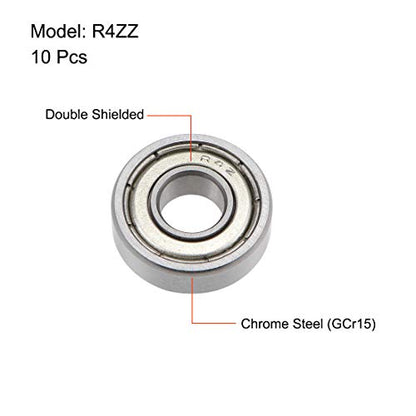 uxcell R4ZZ Deep Groove Ball Bearing 1/4-inchx5/8-inchx0.196-inch Shielded Z2 Lever Bearings 10pcs - size: 1/4"x5/8"x0.196"