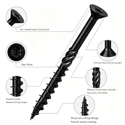 Wensilon 5/16 * 8" Black Deck Screws 20pcs 2lbs 8x200mm Lag Screws - color: Black, size: 5/16*8"