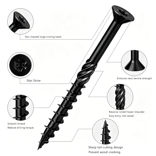 Wensilon 5/16 * 6" Black Deck Screws 27pcs 2lbs 8x150mm Lag Screws - color: Black, size: 5/16*6"