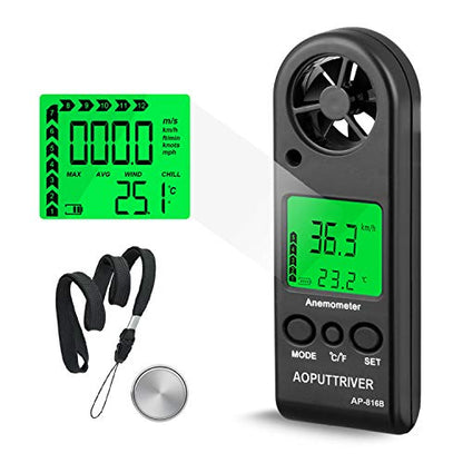 Anemometer Handheld, Air Flow Velocity Meter up to 67mph, Ultra-Light 53g - color: 816B Pocket