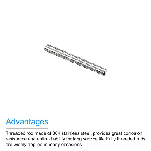 MECCANIXITY Fully Threaded Rod M5 x 40mm 0.8mm Thread Pitch 304 Stainless Steel Right Hand Threaded Rods Bar Studs 5 Pack - size: M5 x 40mm