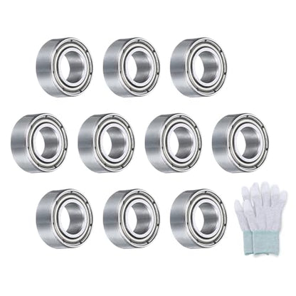 uxcell MR105ZZ Deep-Groove Ball Bearings for Rollers, 5mm x 10mm x 4mm Seal Bearings with Fiber Gloves, Double Metal Sealed Bearing Steel Skateboard Bearings 10Pcs - size: MR105ZZ