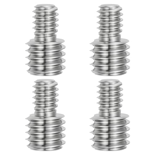 PATIKIL 1/4"-20 to 3/8"-16UNC Double End Threaded Stud Screw Bolt, 4 Pack Carbon Steel Rod Bolts Thread Reducer Adapter for Camera Furniture Hardware, 16mm Long