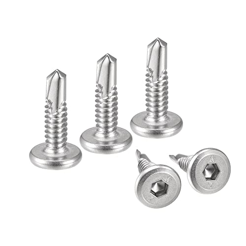 uxcell 100pcs Hex Socket Self Tapping Screws #10 x 3/4", 410 SS, Silver - color: Silver, size: #10 x 3/4"