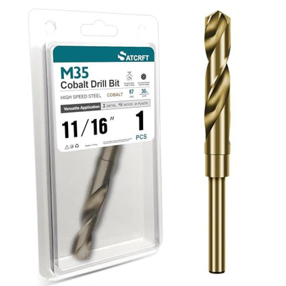 11/16 Inch Cobalt Drill Bit, M35 HSS Twist Drill Bit, 135° Split Point - size: 11/16 Inch