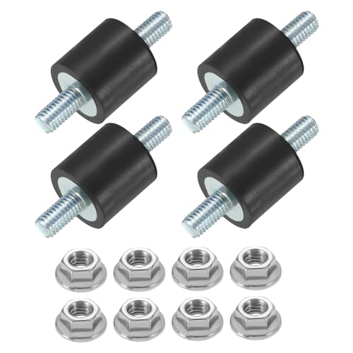 uxcell 4Pcs M5 x 12mm Rubber Mounts, 15 x 15mm Cylindrical Anti Vibration Isolator Studs Shock Absorber Double Studs with Nuts for Car Bobbin Generator Air Compressors - size: M5 x 12mm, 15 x 15mm