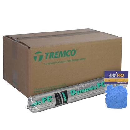 Tremco Dymonic FC, 20 oz Sausage, White, Case of 15 with AWF PRO Gloves, Fast Curing, Low Modulus, High Performance Hybrid Joint Sealant - color: White