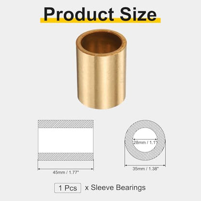 uxcell Sleeve Bearings, 28mm Bore x 35mm OD x 45mm L - size: 28x35x45mm