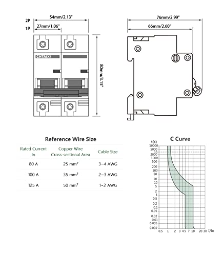 AC Miniature Circuit Breaker, 125 Amp 120V/240V 2 Pole - style: 125 Amp