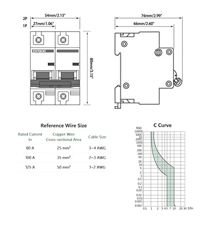 AC Miniature Circuit Breaker, 125 Amp 120V/240V 2 Pole - style: 125 Amp