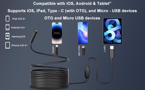 Endoscope Camera with Light, POLEDY 1920P HD Borescope Camera - style: Single camera