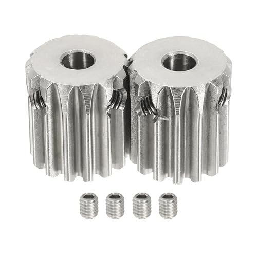 uxcell 2Pcs 1 Mod 14T Spur Gear 5mm Bore, 304 Stainless Steel Pinion Gear - size: 1 Mod 14T, 5mm