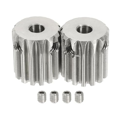 uxcell 2Pcs 1 Mod 14T Spur Gear 5mm Bore, 304 Stainless Steel Pinion Gear - size: 1 Mod 14T, 5mm