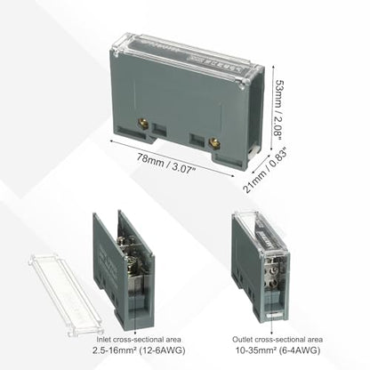 MECCANIXITY 1 in 4 Out Rail Terminal Blocks, 690V 150A Connectors Power Distribution Block Crimp Wiring Splitter with Flame-Retardant Housing for Power Distribution Cabinets 12-6AWG Gauge - size: 12-6AWG, style: 1 in 4 Out