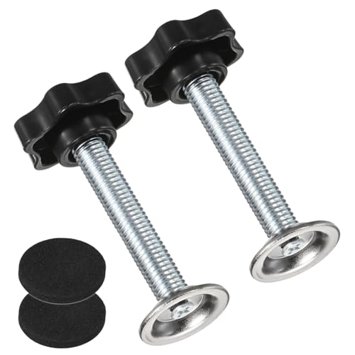 M METERXITY 2-Pack Star Handle Hand Screws, M10x55mm Carbon Steel Thread Star Clamping Knobs with Screws, Pressure Plate and Rubber Pad for Woodworking/Mechanical Equipment [Black] - size: M10 x 55mm