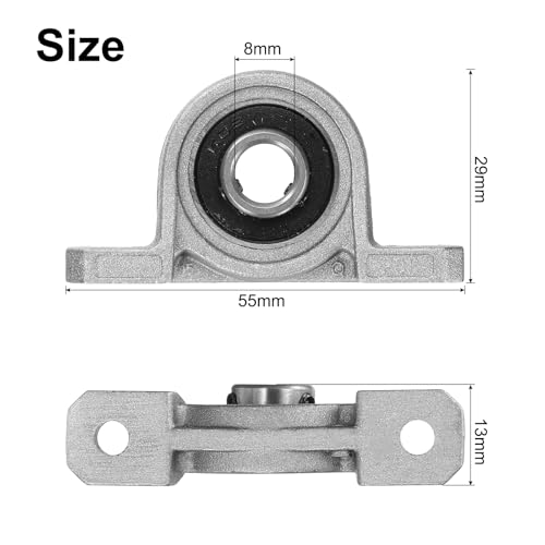 uxcell 4pcs KP08 Pillow Block Bearing 8mm Bore Bearing Units Zinc Alloy Flange Mounted Bearing Housing, P6(ABEC3) - size: KP08