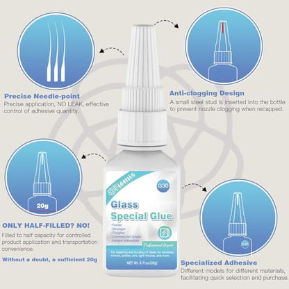20g Glass Glue, Instant Strong Glue for Acrylic, Other Materials - size: 20g Glass Glue