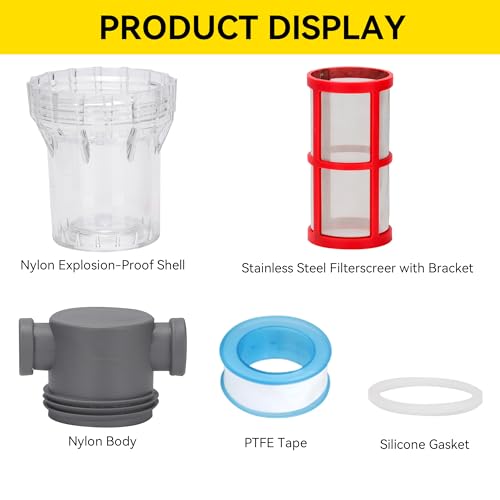 1/2'' Female NPT in-Line Strainer - Garden Hose Filter for High Pressure Washer, Sediment Filter with 200 Mesh Stainless Steel Screen (1/2'' 200 Mesh) - style: 1/2'' 200Mesh