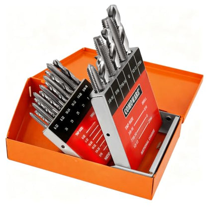 SAE Drill and Tap Sets, M2 Jobber Length Drill Bits with Metal Indexed Case