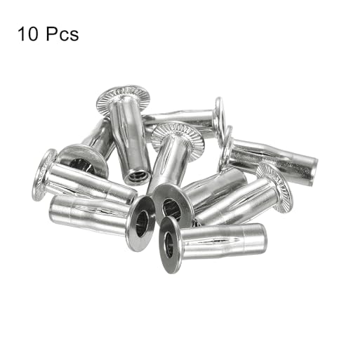 uxcell 10pcs 1/4-20 Multi-Grip Rivet Nut Flat Head Threaded Insert Nut